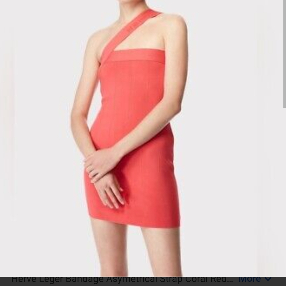 HERVE' Red Asymmetrical One-Shoulder Cocktail Dress..SIZE M.‎